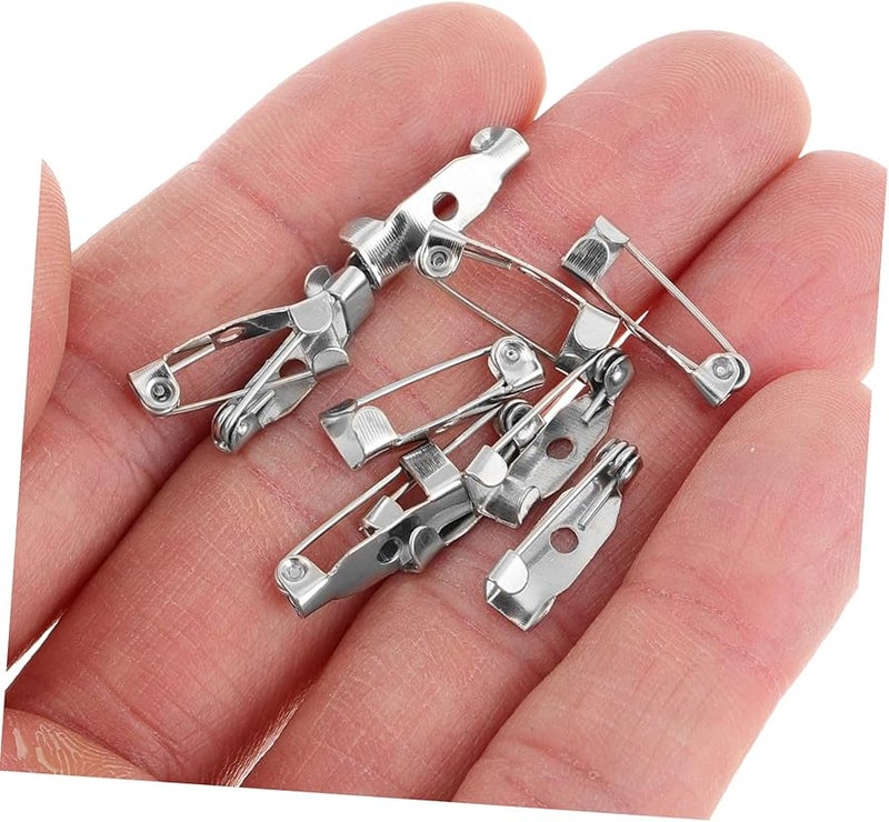 White Metal Locking Pin Backs 200pcs for DIY Jewelry Making Safety Bar Brooch Clasps - Image 4